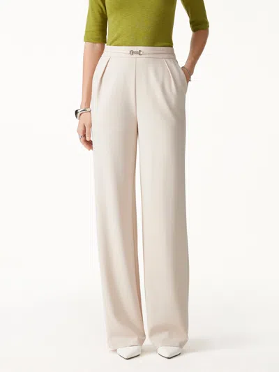 Oglmove Ponte High-rise Wide-leg Pants With Pockets In Fog Beige