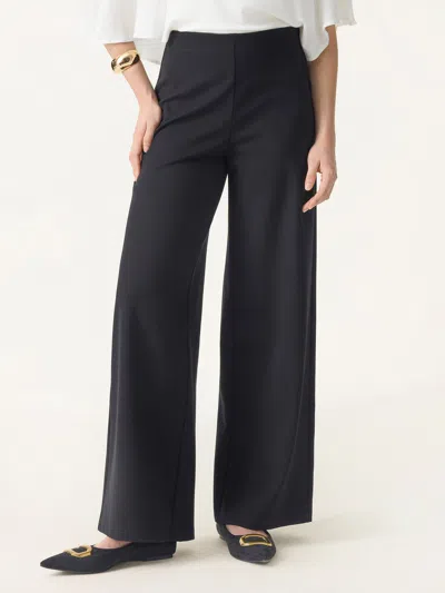 Oglmove Ponte High-rise Wide-leg Pants With Pockets In Pure Black