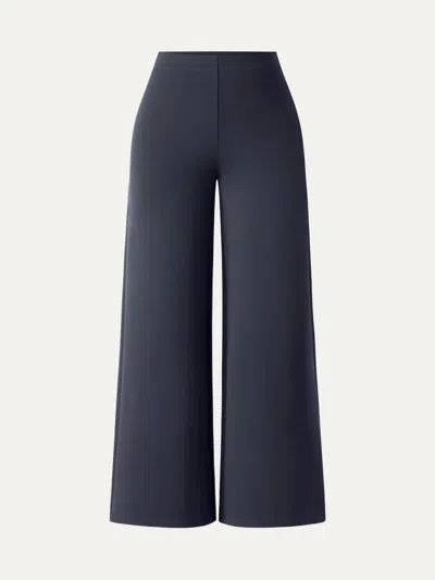 Oglmove Ponte High-rise Wide-leg Pants With Pockets In Universe Navy