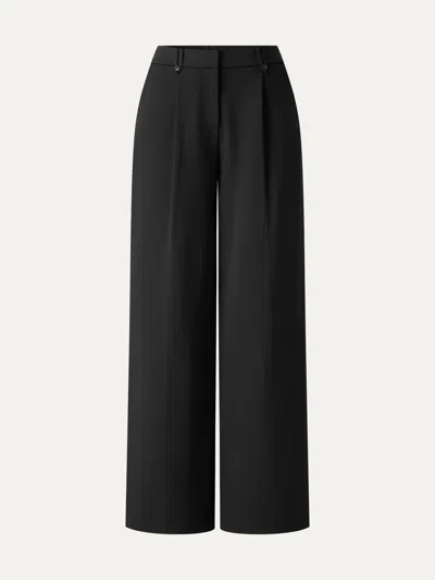 Oglmove Ponte Low-rise Straight Leg Ankled Pants With Pockets In Pure Black