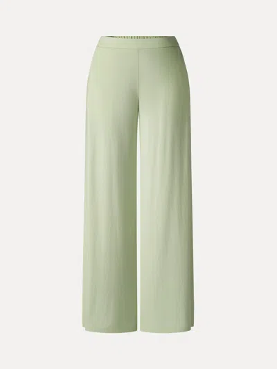 Oglmove Ponte Mid Rise Wide Leg Pants With Pockets In Limechino
