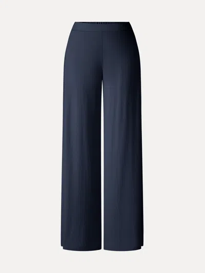 Oglmove Ponte Mid Rise Wide Leg Pants With Pockets In Midnight Navy