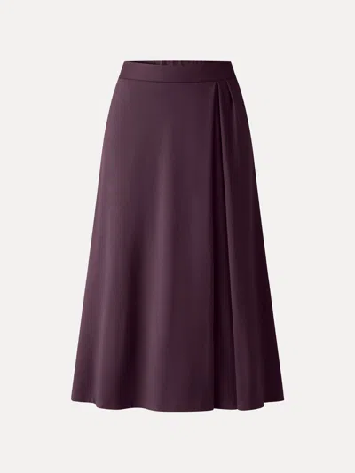 Oglmove Ponte Mid-rise Tucked A-line Midi Skirt With Pockets In Plum Noir Purple