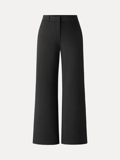 Oglmove Ponte Mid-rise Wide-leg Pants With Pockets In Pure Black