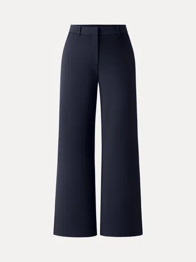 Oglmove Ponte Mid-rise Wide-leg Pants With Pockets In Universe Navy