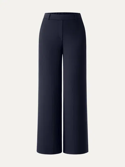 Oglmove Ponte Mid-rise Wide-leg Pants With Pockets In Universe Navy