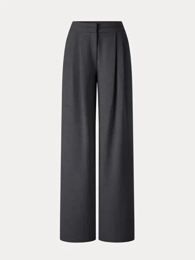 Oglmove Ponte Mid-rise Wide-leg Tuck Pants With Pockets In Gray