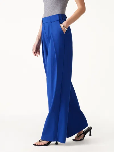 Oglmove Ponte Mid-rise  Wide-leg Tuck Pants With Pockets In Ultramarine Blue