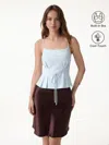 Oglmove Ponte Pleated Spaghetti Brami In Blue