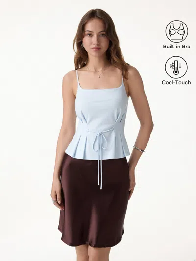 Oglmove Ponte Pleated Spaghetti Brami In Blue