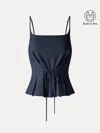 Oglmove Ponte Pleated Spaghetti Brami In Blue