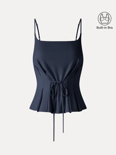 Oglmove Ponte Pleated Spaghetti Brami In Blue