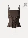 Oglmove Ponte Pleated Spaghetti Brami In Brown