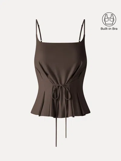 Oglmove Ponte Pleated Spaghetti Brami In Brown