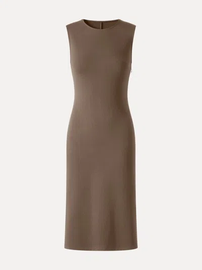 Oglmove Ponte Round Neck Column Midi Dress In Coffee Brown