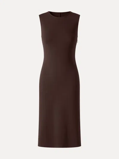 Oglmove Ponte Round Neck Column Midi Dress In Hickory Brown
