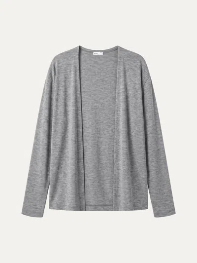 Oglmove Premium Lyocell-wool Open-front Long Sleeve Cardigan In Heather Charcoal Grey