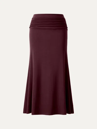 Oglmove Prowarm Mid-rise Ruched Flared Midi Skirt In Brown