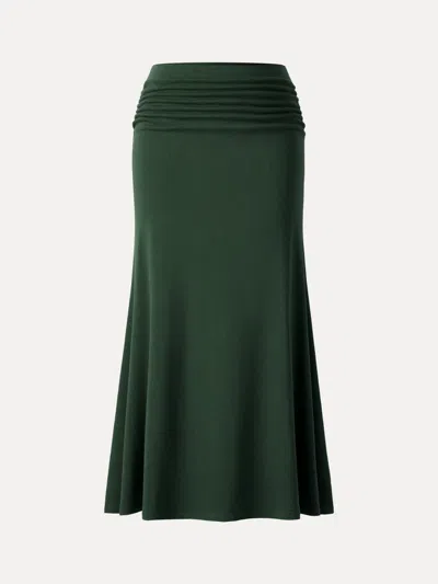 Oglmove Prowarm Mid-rise Ruched Flared Midi Skirt In Green