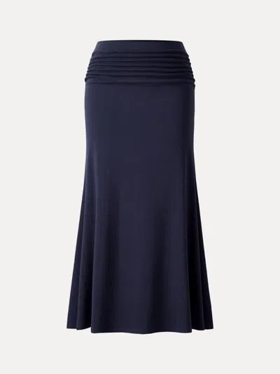 Oglmove Prowarm Mid-rise Ruched Flared Midi Skirt In Blue
