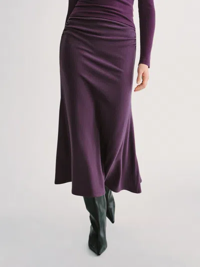 Oglmove Prowarm Mid-rise Ruched Flared Midi Skirt In Multi
