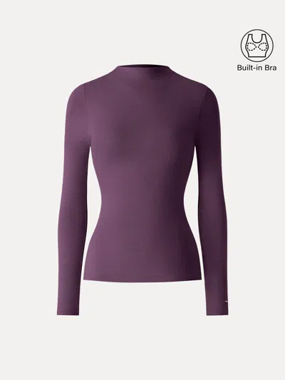 Oglmove Prowarm Mockneck Long Sleeve Bra Top In Deep Fig