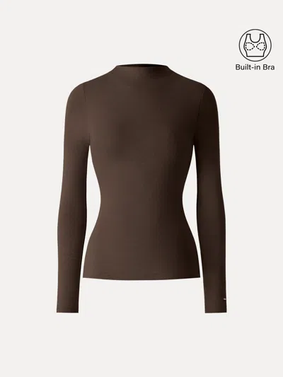 Oglmove Prowarm Mockneck Long Sleeve Bra Top In Espresso
