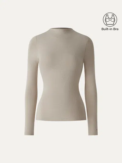 Oglmove Prowarm Mockneck Long Sleeve Bra Top In Rock Thunder