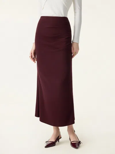 Oglmove Prowarm Stretchy Tucked Flare Maxi Skirt In Red