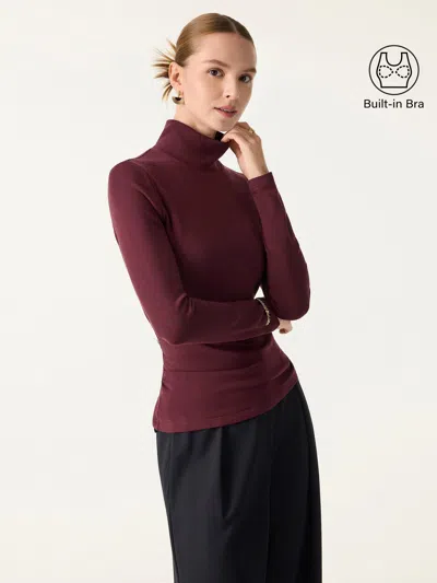 Oglmove Prowarm Turtleneck Long Sleeve Bra Top In Red