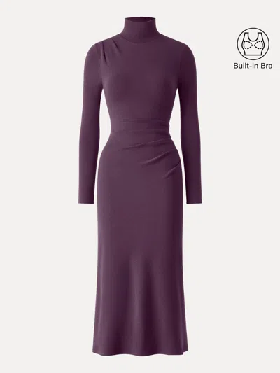 Oglmove Prowarm Turtleneck Tucked Midi Bra Dress In Purple