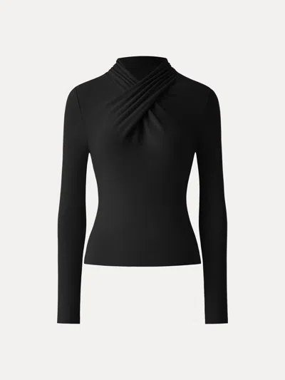 Oglmove Prowarm Twisted Mockneck Long Sleeve Top In Black
