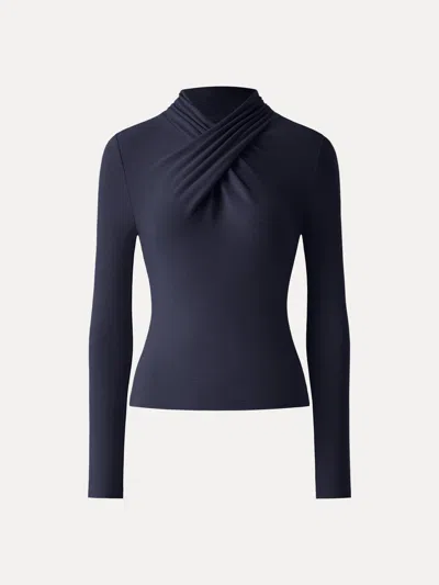Oglmove Prowarm Twisted Mockneck Long Sleeve Top In Blue