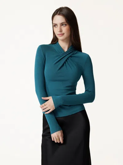Oglmove Prowarm Twisted Mockneck Long Sleeve Top In Deep Bush