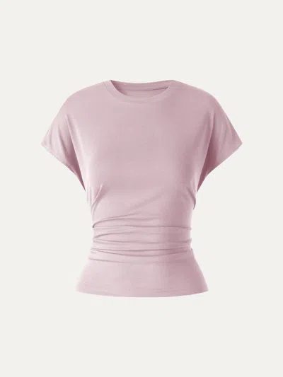 Oglmove Relaxed Round Neck Tucked Cap Sleeve Tee In Purple