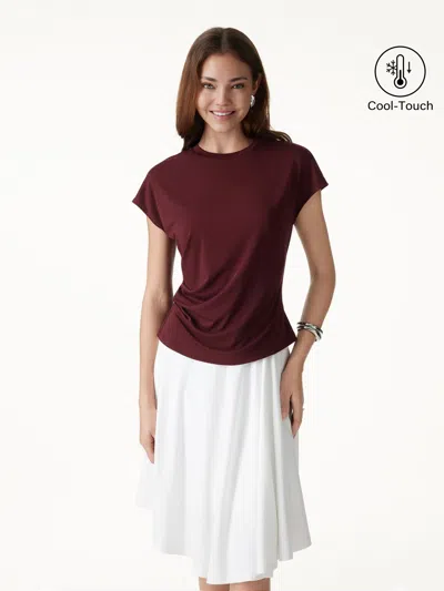 Oglmove Relaxed Round Neck Tucked Cap Sleeve Tee In Red