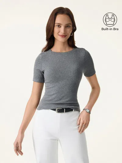 Oglmove Ribbed Texture Cropped Bra Tee