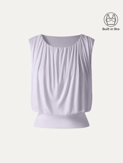 Oglmove Round Neck Gathered Sleeveless Bra Top