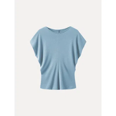 Oglmove Round Neck Relaxed Summer Top In Blue Petal