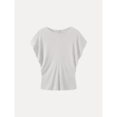 Oglmove Round Neck Relaxed Summer Top In Cloud White Grey