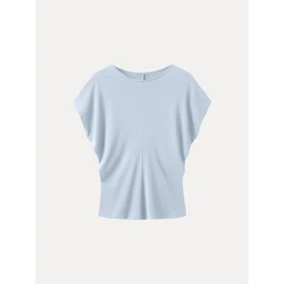 Oglmove Round Neck Relaxed Summer Top In Dew Sky