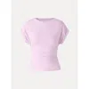 Oglmove Round Neck Ruched Tee In Ballet