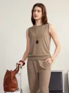 Oglmove Sandwashed Crew Neck Top In Brown