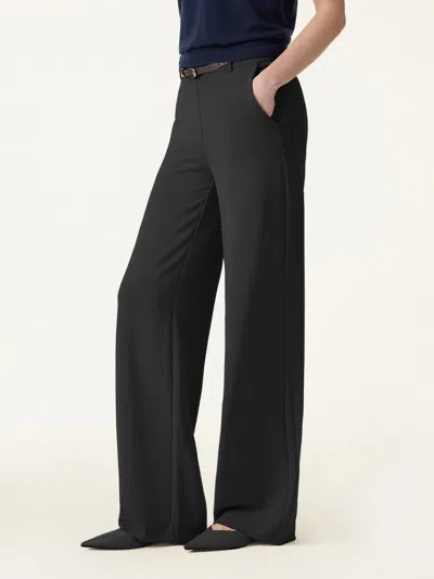 Oglmove Sandwashed Lyocell Drapey Mid Rise Wide Leg Pull-on Pants In Black