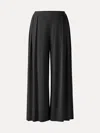 Oglmove Sandwashed Mid Rise Pleated Wide Leg Palazzo Pants With Pockets In Black
