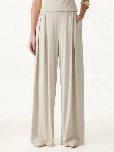 Oglmove Sandwashed Mid Rise Pleated Wide Leg Palazzo Pants With Pockets In Gray