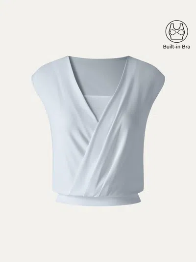 Oglmove Sandwashed Modal 2-in-1 Wrap Bra Tank In Blue