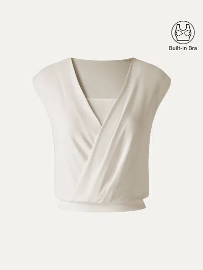 Oglmove Sandwashed Modal 2-in-1 Wrap Bra Tank In Neutral