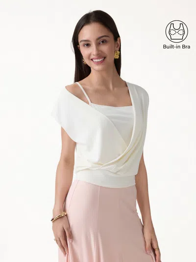 Oglmove Sandwashed Modal 2-in-1 Wrap Bra Tank In White