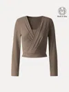 Oglmove Sandwashed Modal 2-in-1 Wrap Bra Top In Brown